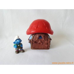 Maison des Schtroumpfs champignon + 1 figurine