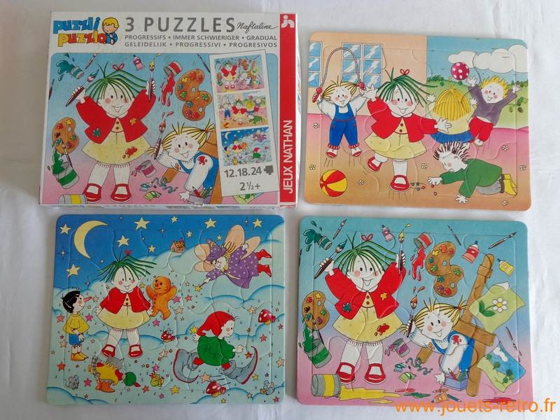 3 puzzles progressifs Naftaline - Nathan 1992 - jouets rétro jeux de  société figurines et objets vintage