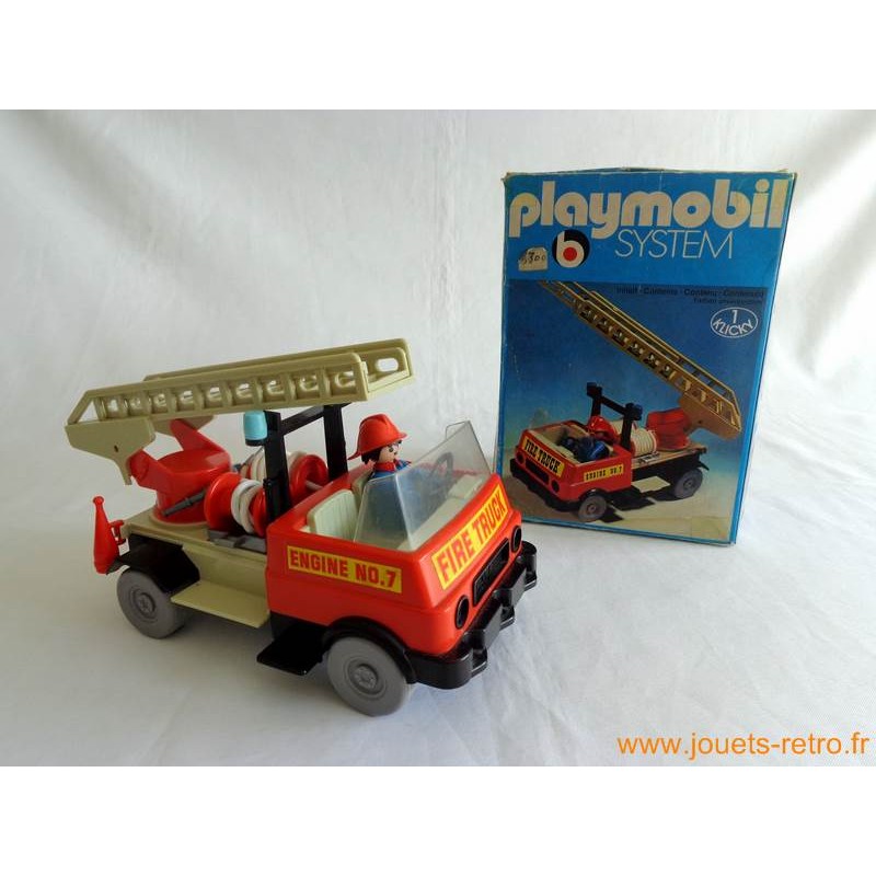 Camion de pompier Playmobil System 3236 - jouets rétro jeux de société  figurines et objets vintage