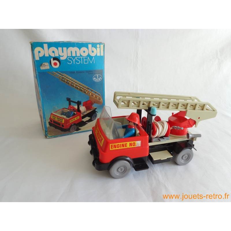 Camion de pompier Playmobil System 3236 - jouets rétro jeux de société  figurines et objets vintage