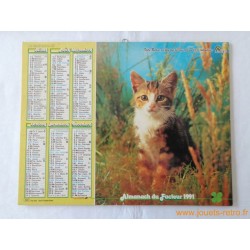 Almanach du facteur 1991 "Chat et chien"