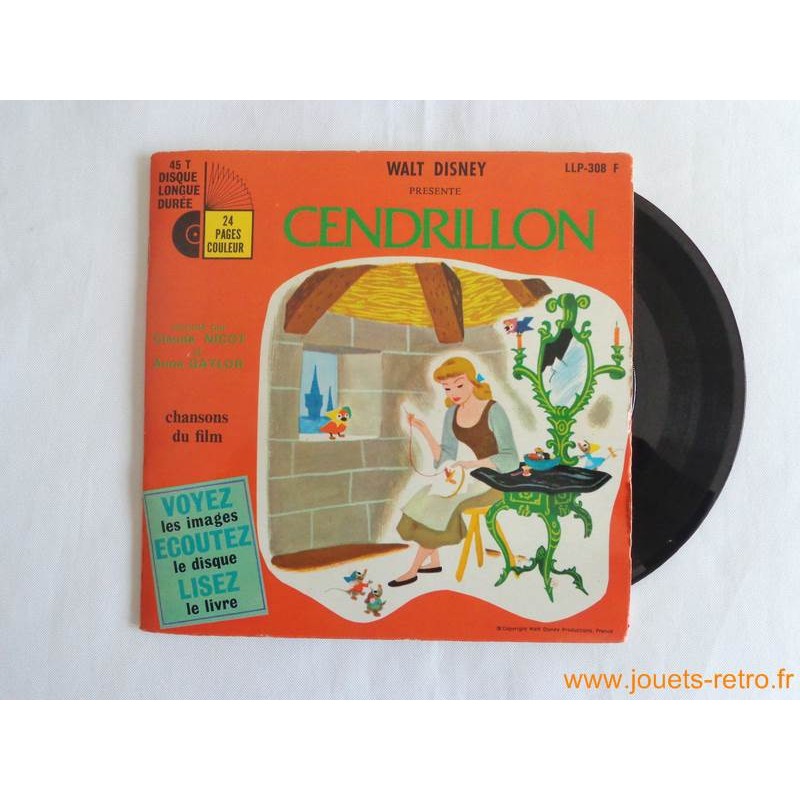 Cendrillon - 45T Livre disque vinyle - jouets rétro jeux de société  figurines et objets vintage