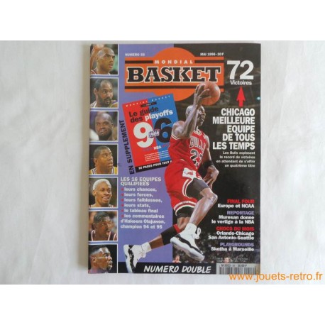 Magazine "Mondial Basket" n° 58 Mai 1996 numéro double guide playoffs 96