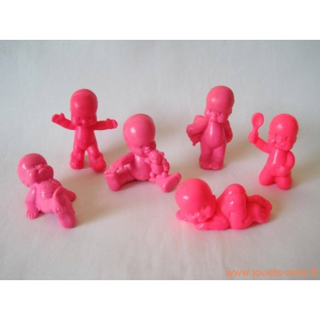 "Les Babies" lot de 6 figurines fluo rose et fushia