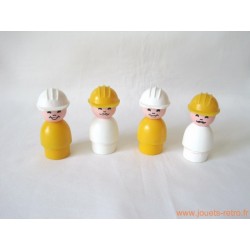 Lot de 4 grands personnages "ouvriers" Fisher Price