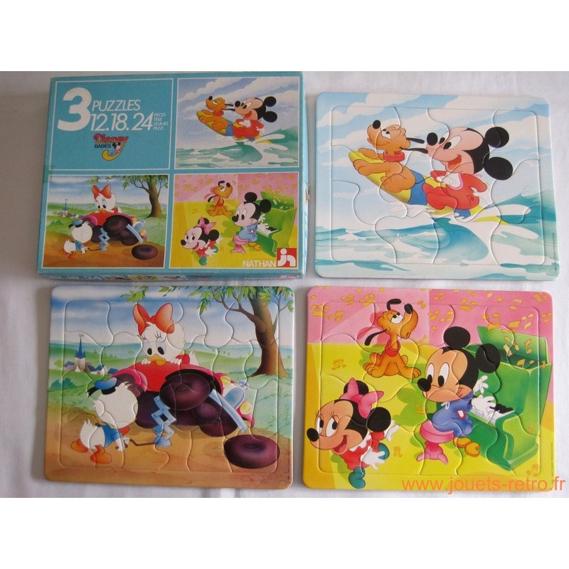 Puzzle 22 pièces, Mickey dans les bois, Nathan, 1986 - Début de