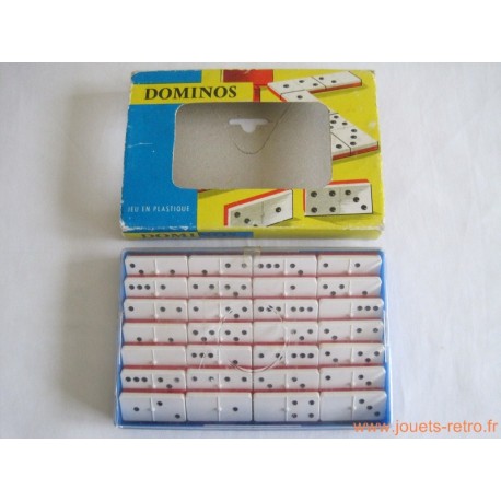Boîte De Dominos Vintage - Double Face Blanc/noir - Jeu Société Bois