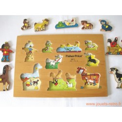 Puzzle en bois Animaux de la ferme Fisher Price 1982