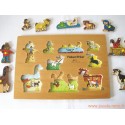 Puzzle en bois Animaux de la ferme Fisher Price 1982