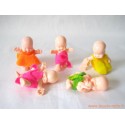 "Les Babies" lot de 5 figurines chair + habits