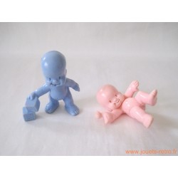 "Les Babies" lot de 5 figurines pastel bleu et rose