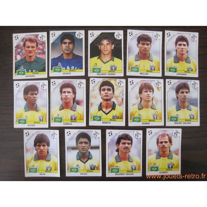 Lot 14 vignettes Panini World Cup Italia 90 - Brésil