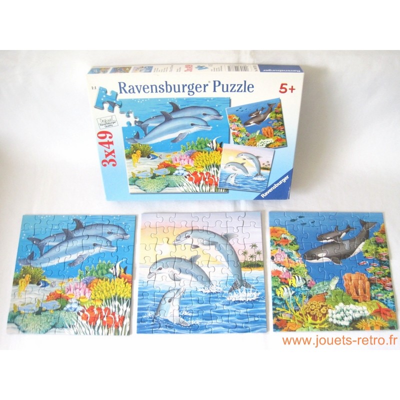 boite 3 puzzles Ravensburger "dauphins"