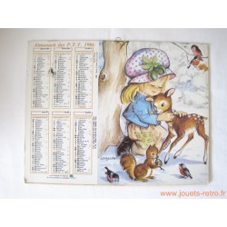 Almanach des PTT 1986 "fille / chien"