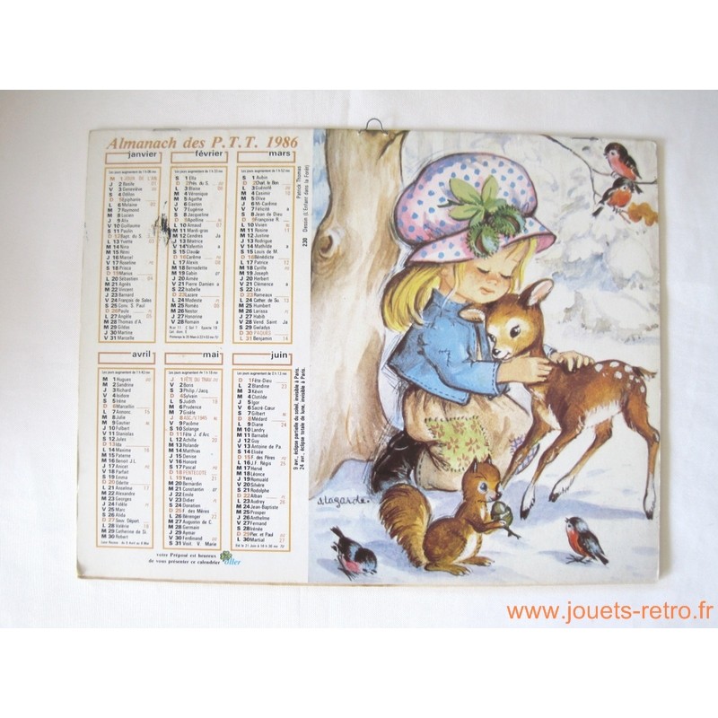 Almanach des PTT 1986 "fille / chien" Almanach des PTT 1986 "fille / chien"