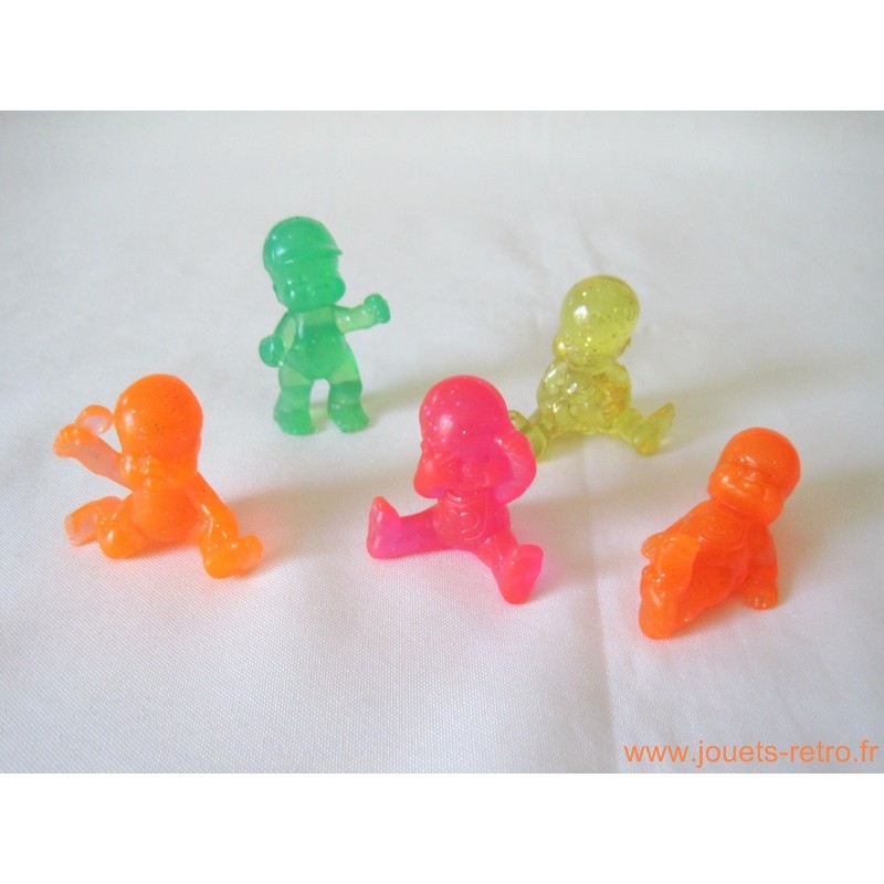 "Les Babies" lot de 5 figurines translucides à paillettes