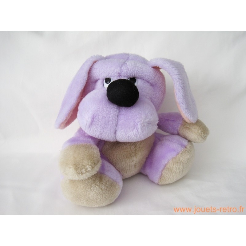 Peluche chien mauve
