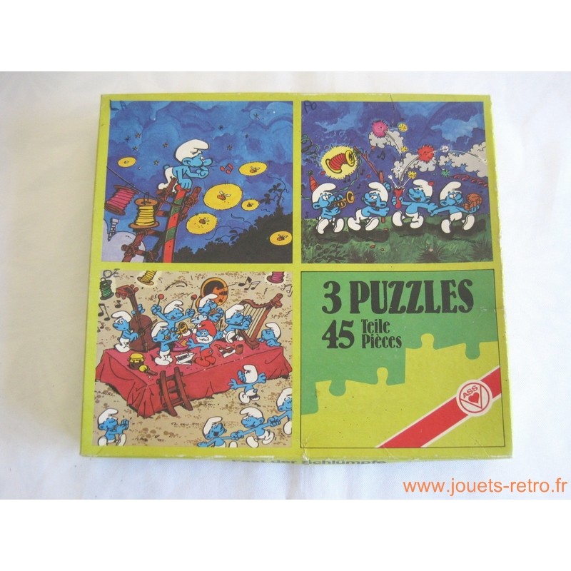 Boite 3 puzzles Schtroumpfs