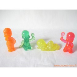 "Les Babies" lot de 4 figurines translucides à paillettes