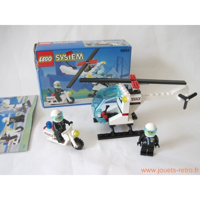 Moto et hélicoptère de police Lego 6664