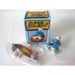 Figurine "Le Super Schtroumpf en barque" Schleich 1981