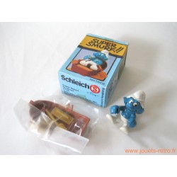 Figurine "Le Super Schtroumpf en barque" Schleich 1981