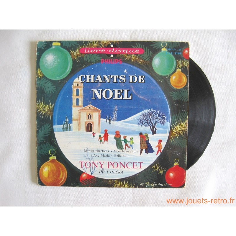 Chants de Noël - Tony Poncet - livre disque 45t
