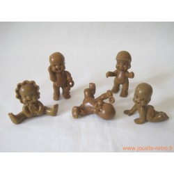 "Les Babies" lot de 5 figurines marron