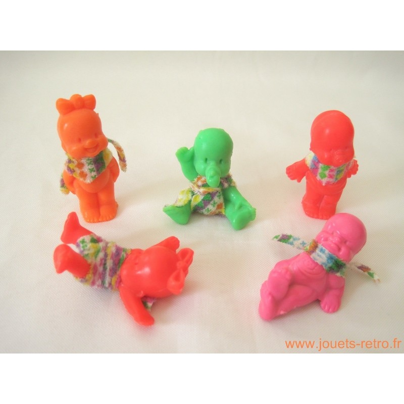 "Les Babies" lot de 5 figurines translucides à paillettes