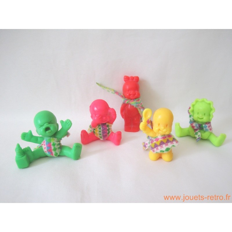 "Les Babies" lot de 5 figurines translucides à paillettes