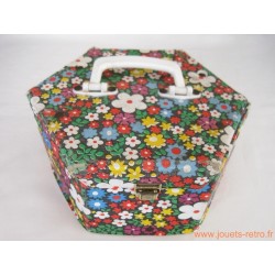 Valisette à couture fleurie vintage