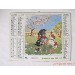 Almanach des PTT 1987 "nounours / chiens"