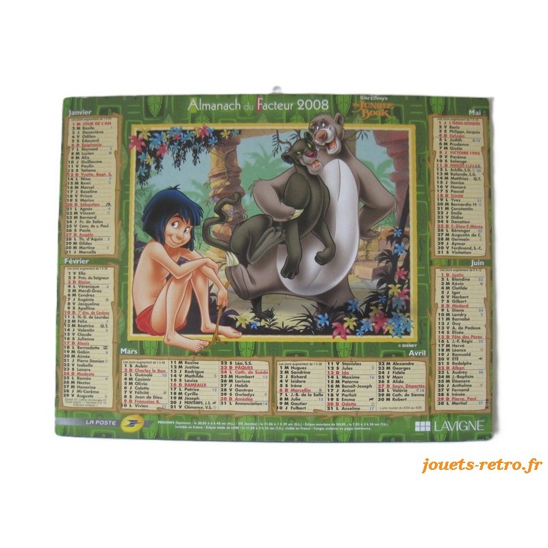 Almanach du facteur 2008 Disney "livre de la jungle - Peter Pan"