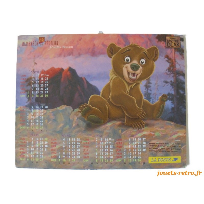 Almanach du facteur 2005 Disney "Frère des ours"