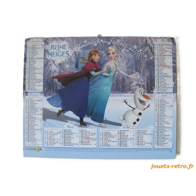Almanach du facteur 2016 Disney "La Reine des Neiges"