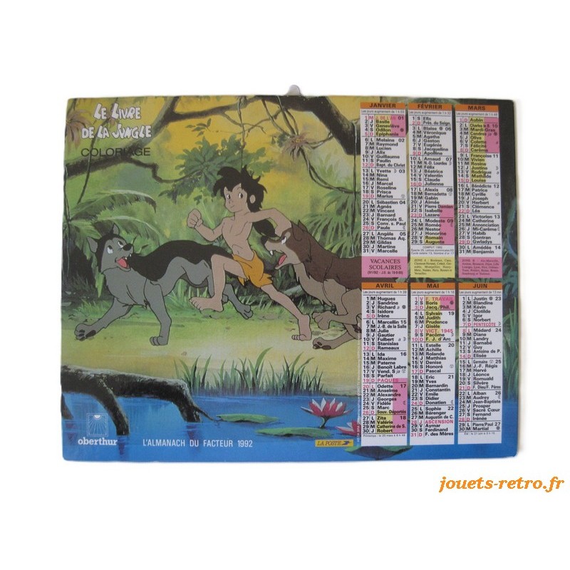 Almanach du facteur 1992 "Le Livre de la Jungle"