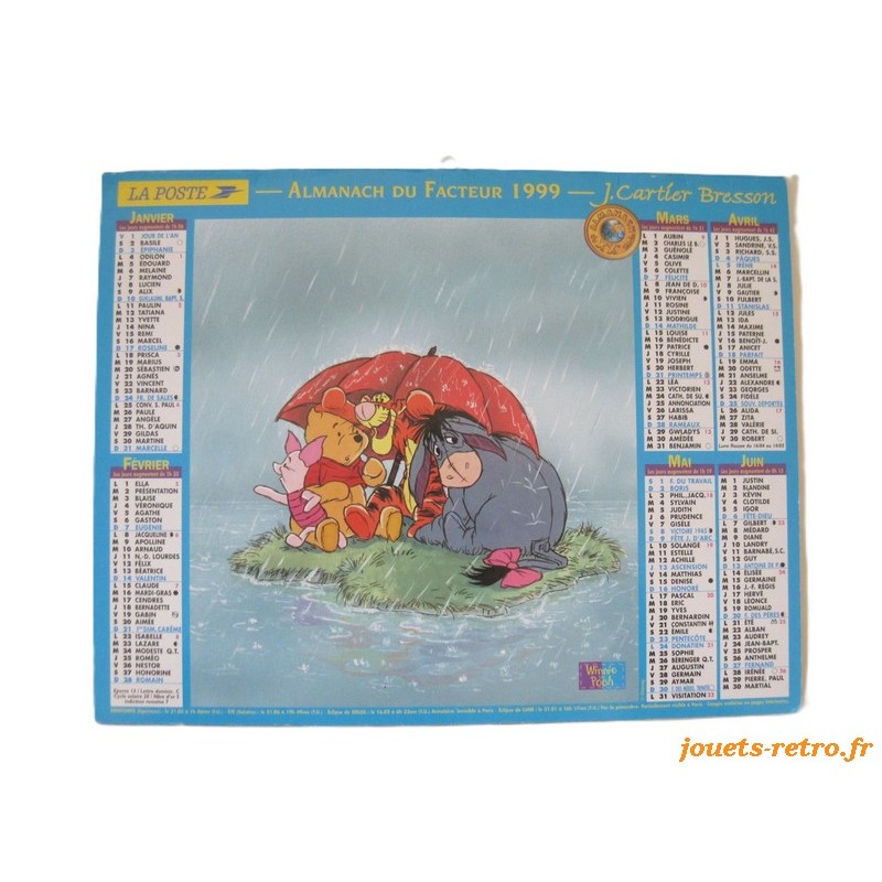 Almanach du facteur 1999 Disney "Winnie + Taram"