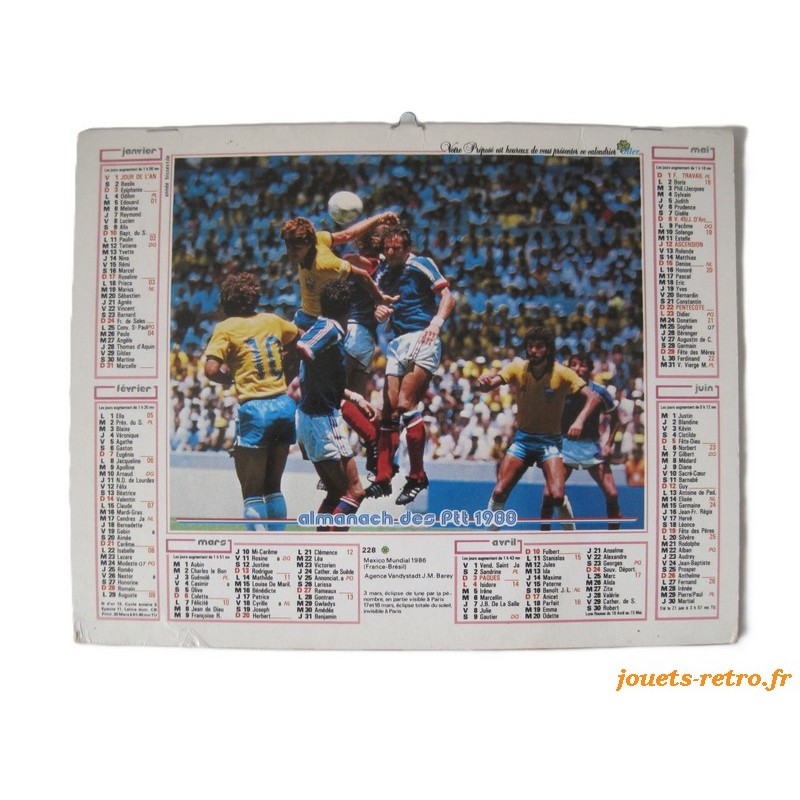 Almanach du facteur 1988 "football + rugby"