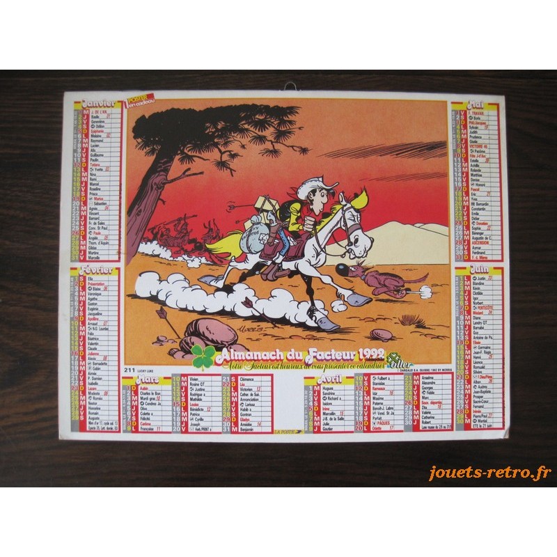 Almanach du facteur 1992 "Lucky Luke"