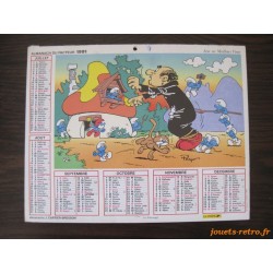 Almanach du facteur 1992 "Les Schtroumpfs"