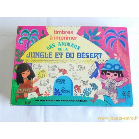 Timbres à imprimer animaux jungle et désert - Jeu Nathan 1972