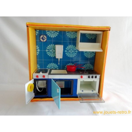 Bloc De Cuisine Miniature Vintage "Comme Maman" Pour Poupée - En Tôle Et Plastique - Jouet D'occasion