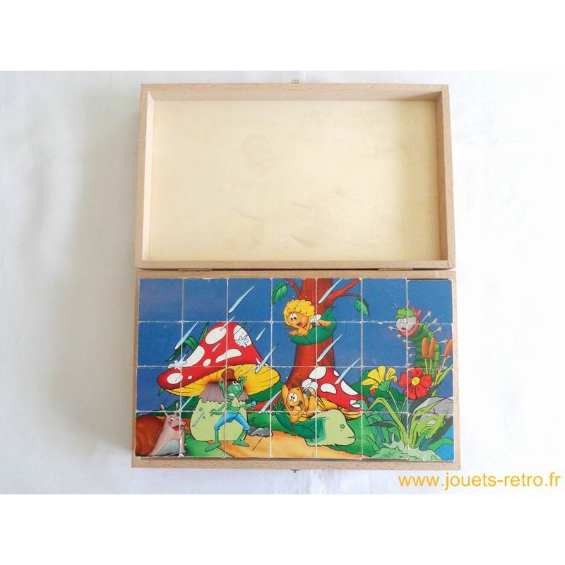 Puzzle Vintage Ancien - 12 Cubes En Carton Avec Boîte D'Origine - Jouet Rétro Collection